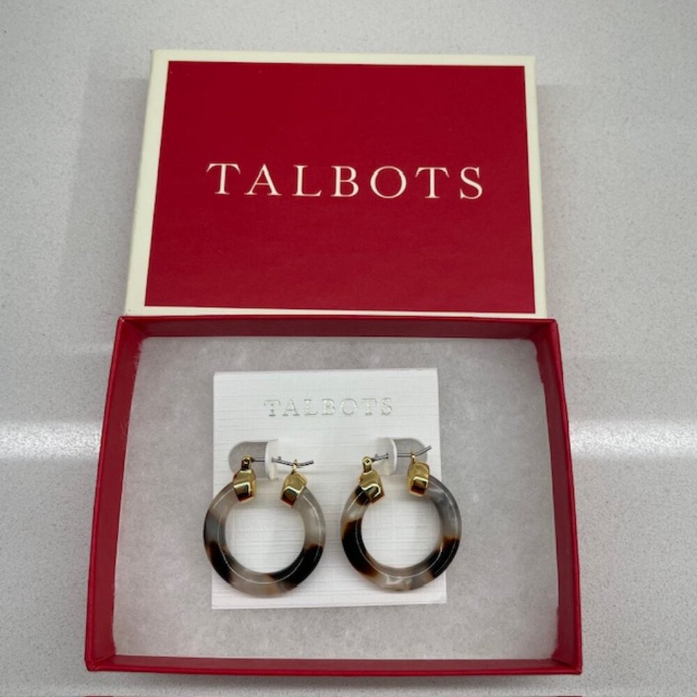 NWT Talbots Tortoise Hoop Earrings - Picture 2 of 5